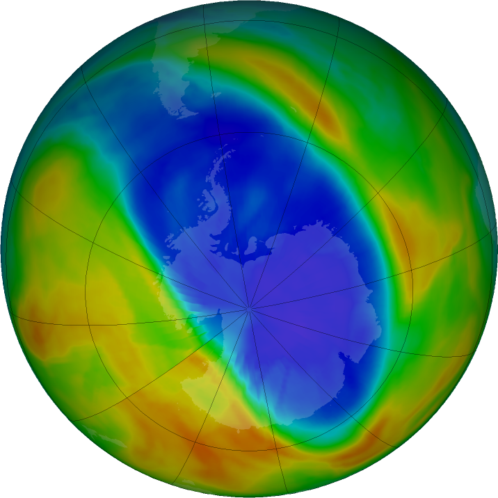 Antarctic ozone map for 15 September 2017